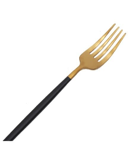 TENEDOR MESA DORADO / MANGO NEGRO 20.7CM