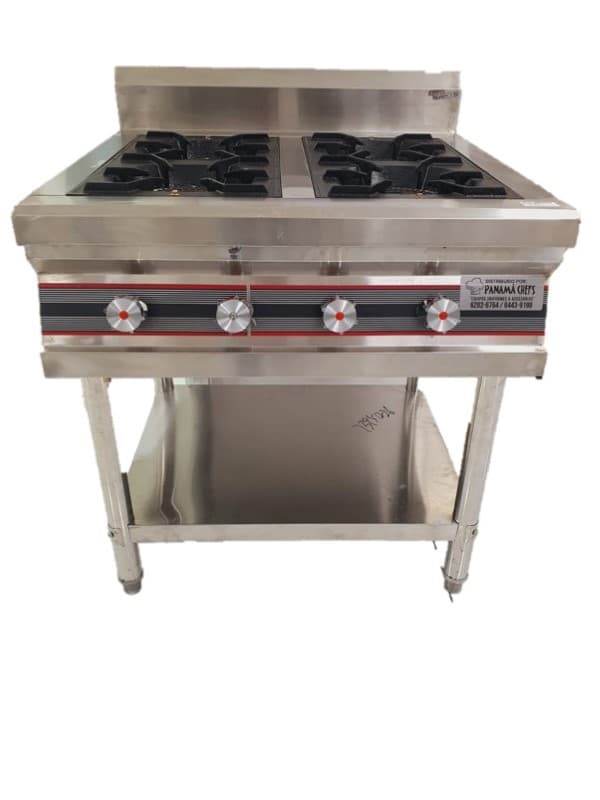 ESTUFA A GAS 4 QUEMADORES 27'' CON BASE Y ESTANTE STAR KITCHEN COD: SK-FCS-600B