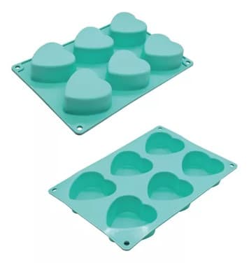 MOLDE DE SILICONA 6 CUPCAKES CORAZON