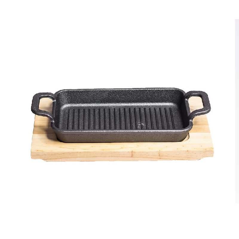 PLATO DE HIERRO FORJADO CON BASE DE MADERA 22X14 CM COD: KC-22CM