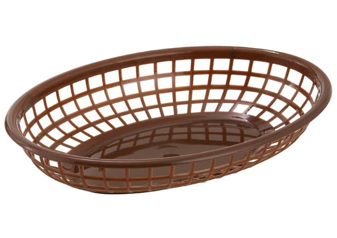 CANASTA OVALADA PLASTICA MARRON 23.5x16CM