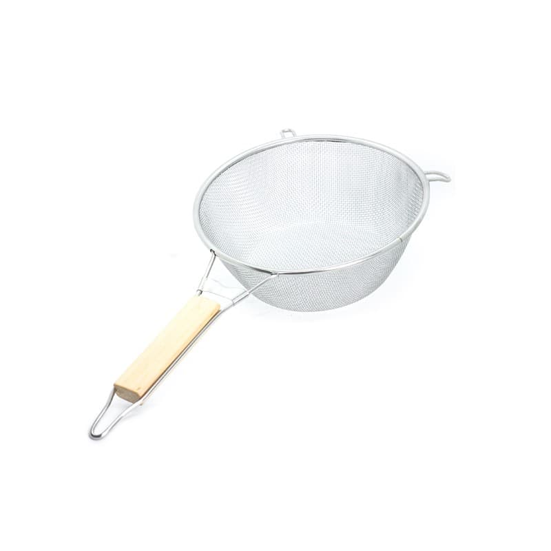 COLADOR INOX CON MANGO DE MADERA 24 CM