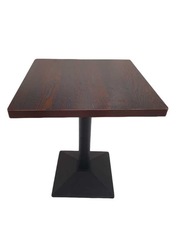 MESA CUADRADA 60x60x75CM SOBRE PLYWOOD MARRON OSCURO / BASE NEGRA