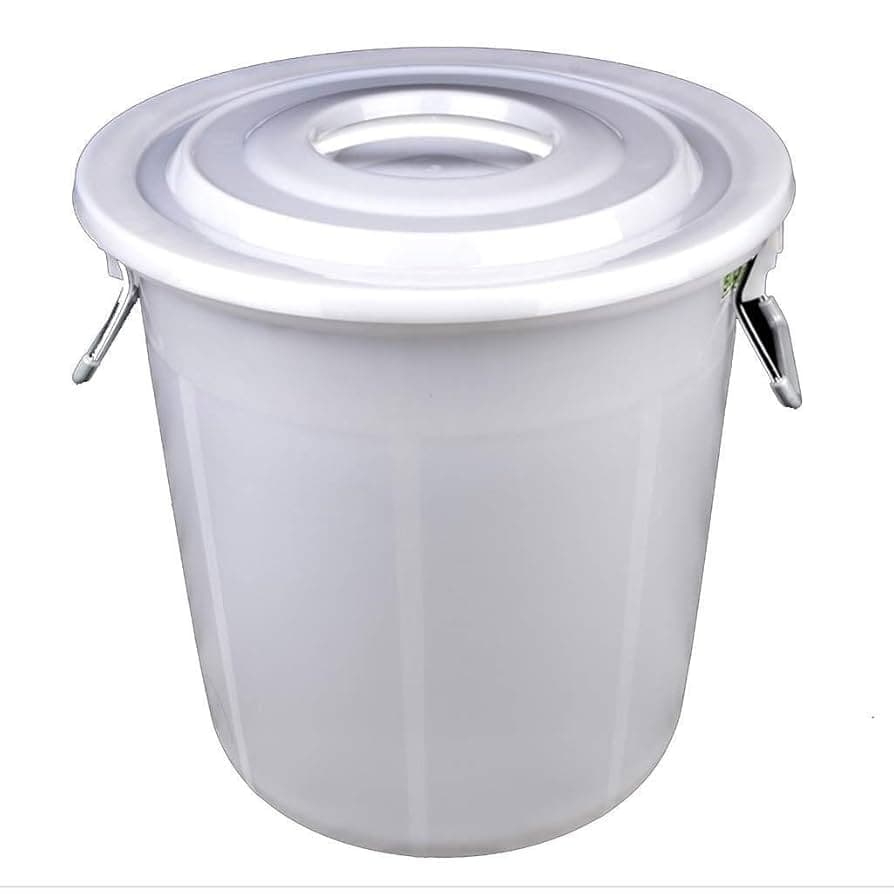 BALDE PLÁSTICO BLANCO CON TAPA 80 LITROS