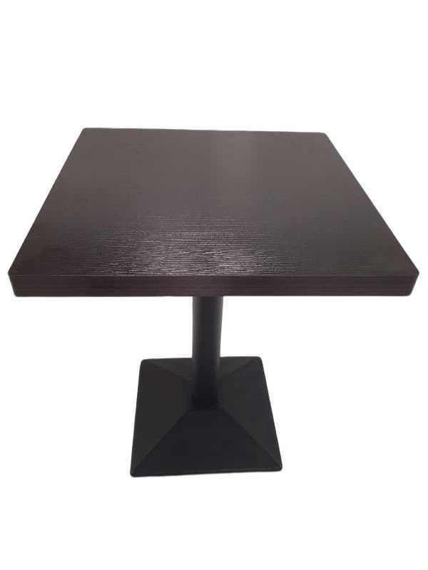 MESA CUADRADA 60x60x75CM SOBRE MELAMINA NEGRA / BASE NEGRA
