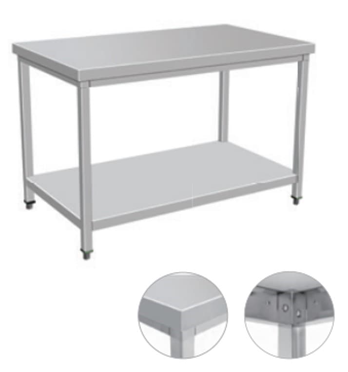 Mesa de trabajo inox sin respaldar con patas cuadradas 60*150*90cm 1 mm