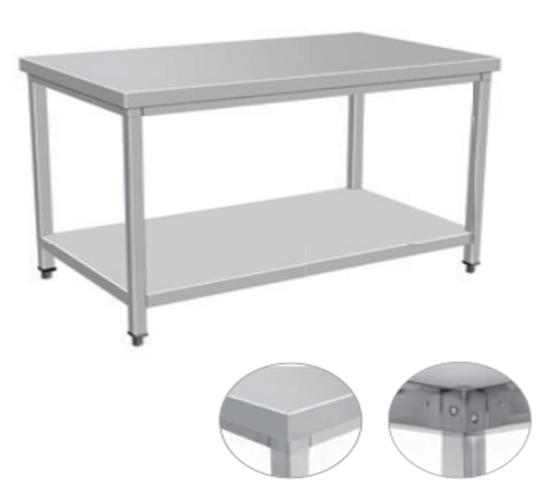 Mesa de trabajo inox sin respaldar con patas cuadradas 80*180*90cm 1 mm
