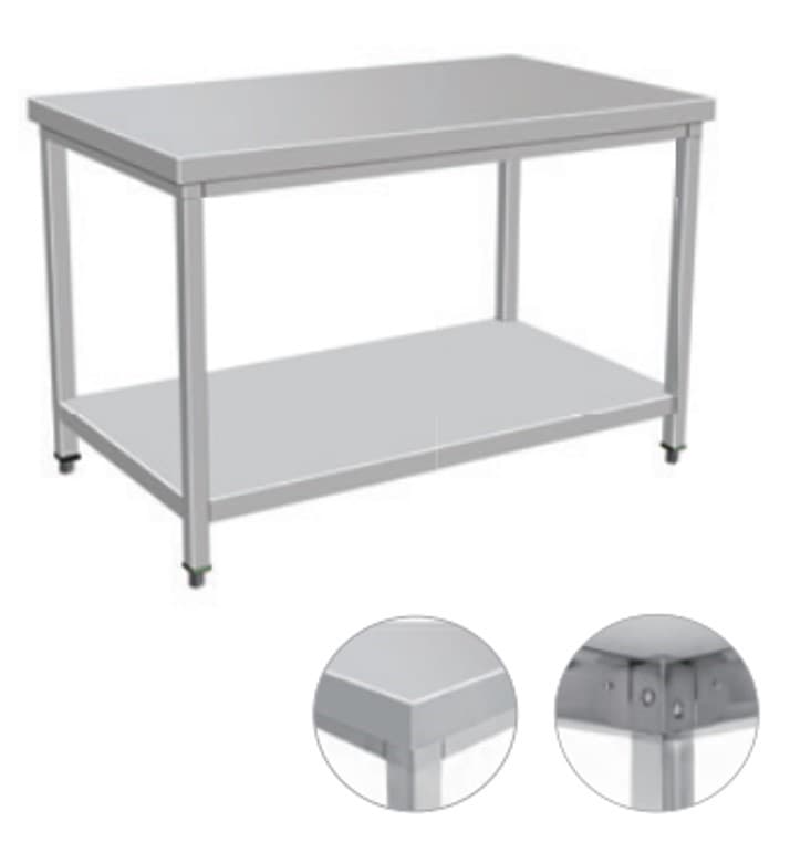 Mesa de trabajo inox sin respaldar con patas cuadradas 60*240*90cm 1 mm