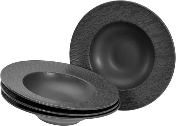 PLATO DE MELAMINA NEGRO REDONDO DE PASTA 9.5"