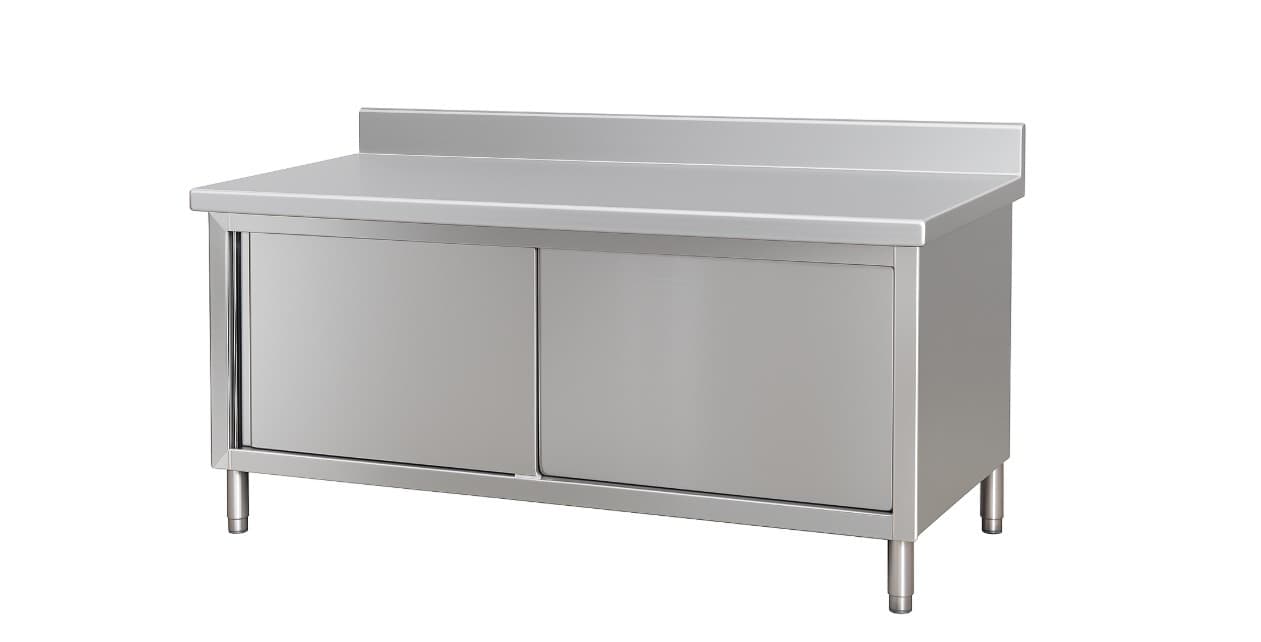MUEBLE INOX CON GABINETE INOX 180*70*85cm