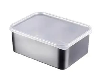 ENVASE DE ACERO RECTANGULAR CON TAPA PLASTICA 6 CM